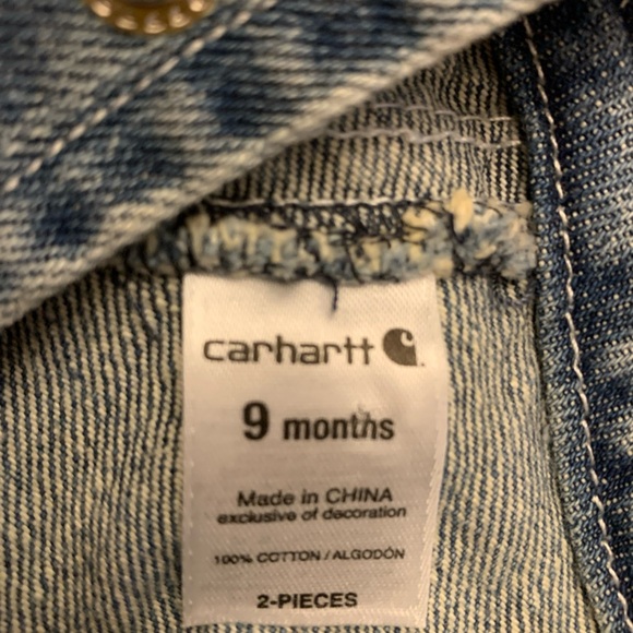 Carhartt Bib Overalls 9 Months Jean Kids Infant Denim Floral Workwear Girls - Picture 6 of 6